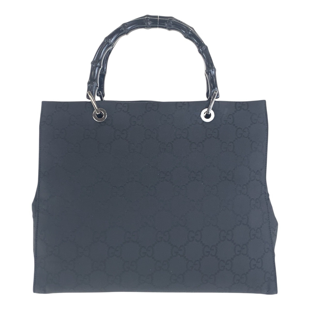 GUCCI Tote Bag 002 1010 GG canvas Black SilverMetal Tote Bag handbag Bamboo Women
