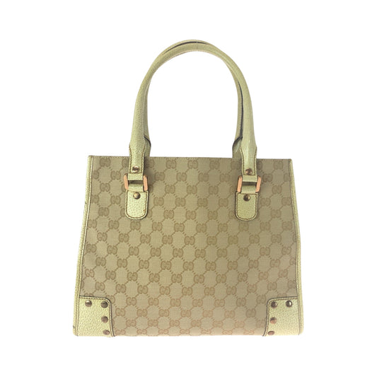 GUCCI Tote Bag 124260 GG canvas Beige Ivory Gold Metal Tote Bag Handbag Shoulder Bag Women