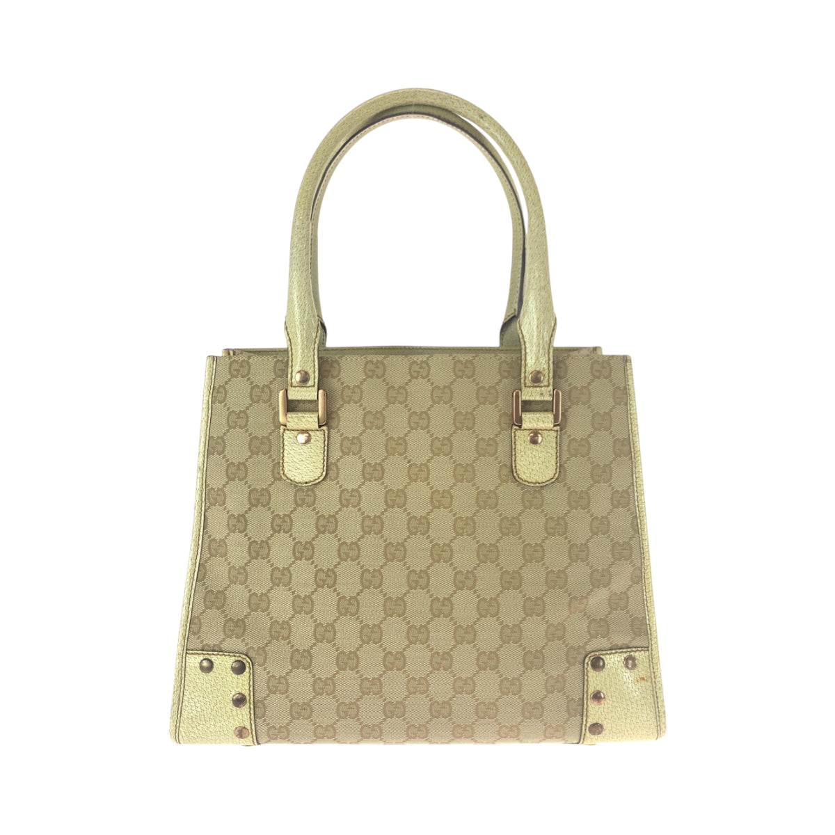 GUCCI Tote Bag 124260 GG canvas Beige Ivory Gold Metal Tote Bag Handbag Shoulder Bag Women