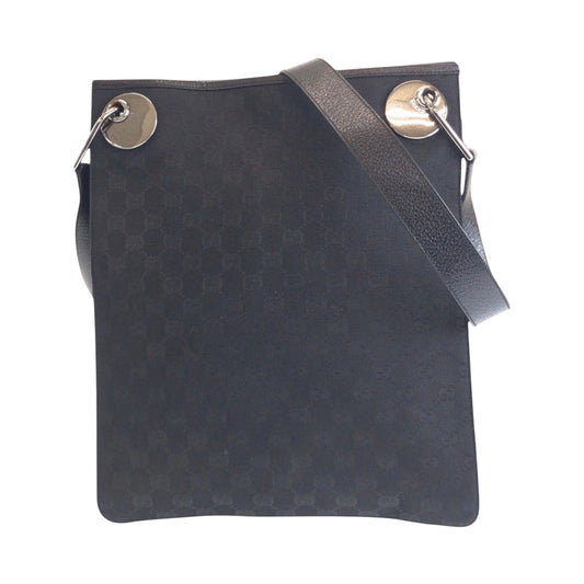 GUCCI Shoulder Bag 120842 GG canvas, leather Black SilverMetal Shoulder Bag pochette Women