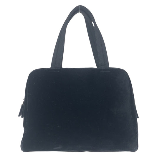 PRADA Handbag Velor Black SilverMetal Handbag Shoulder Bag Triangle With logo Women