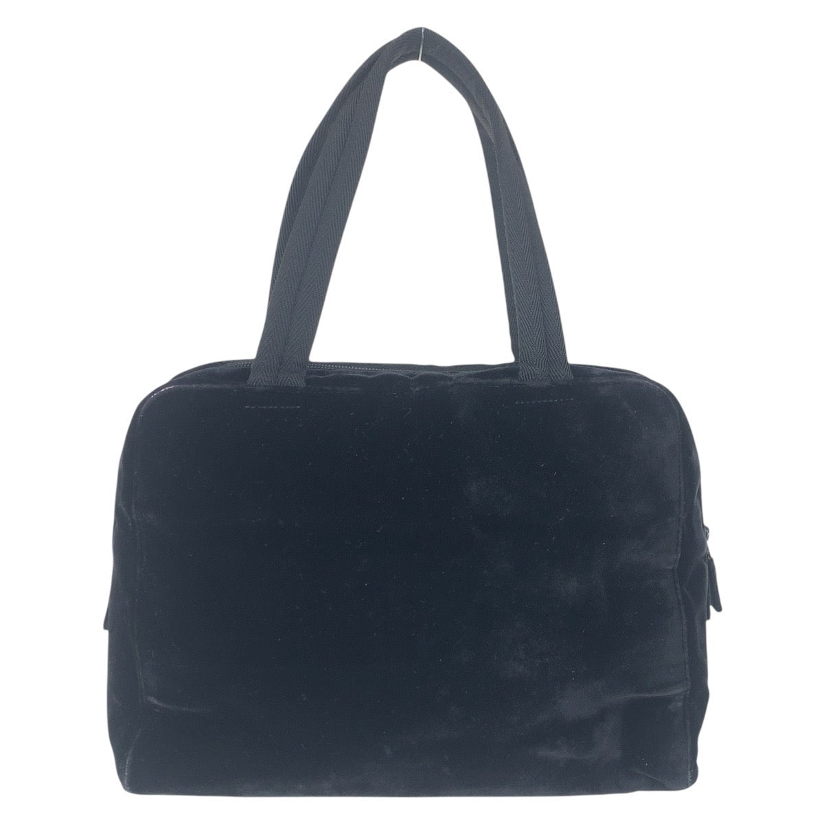 PRADA Handbag Velor Black SilverMetal Handbag Shoulder Bag Triangle With logo Women