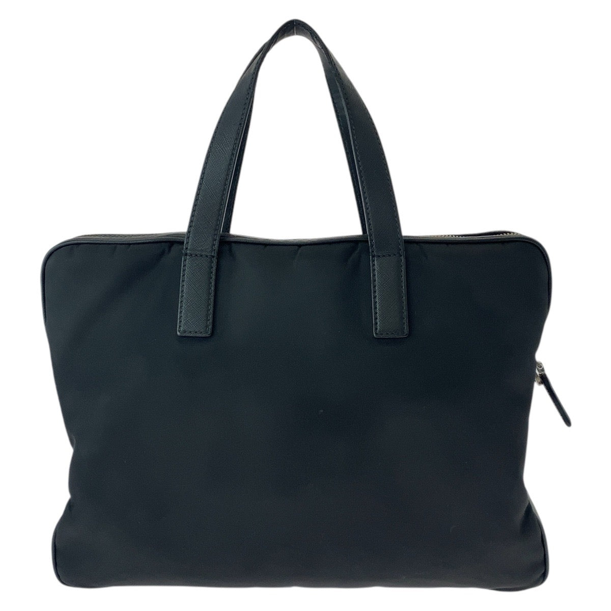 PRADA Business bag Nylon, Leather Black SilverMetal Business bag briefcase Test Triangle With logo Women