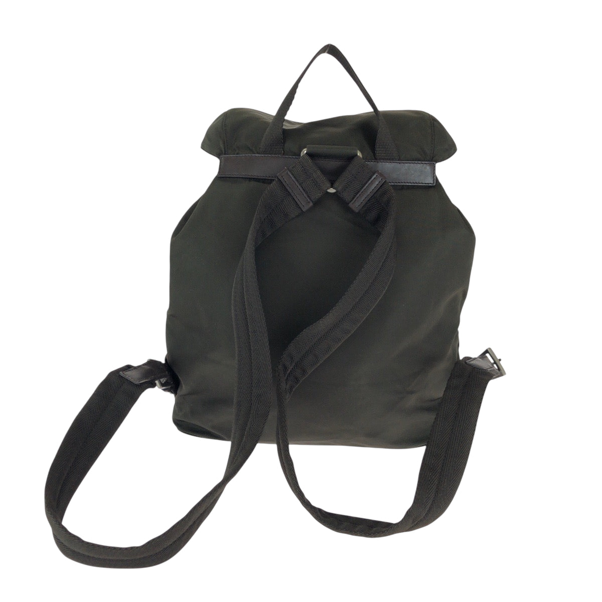 PRADA Backpack Nylon Khaki Brown SilverMetal Backpack Backpack Test Triangle With logo Women