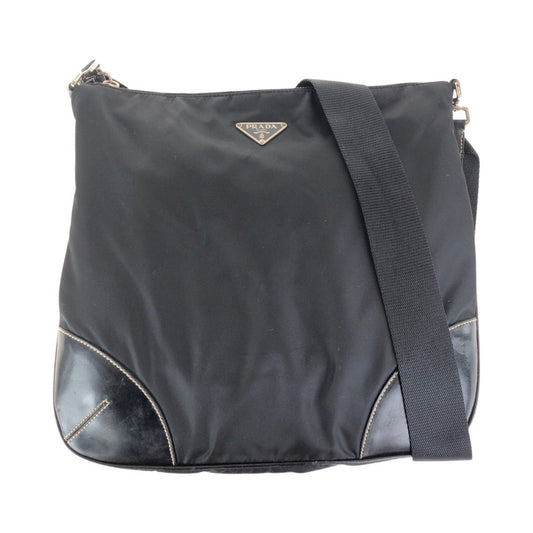 PRADA Shoulder Bag Nylon, Leather Black SilverMetal Shoulder Bag pochette Test Triangle With logo Women(Unisex)