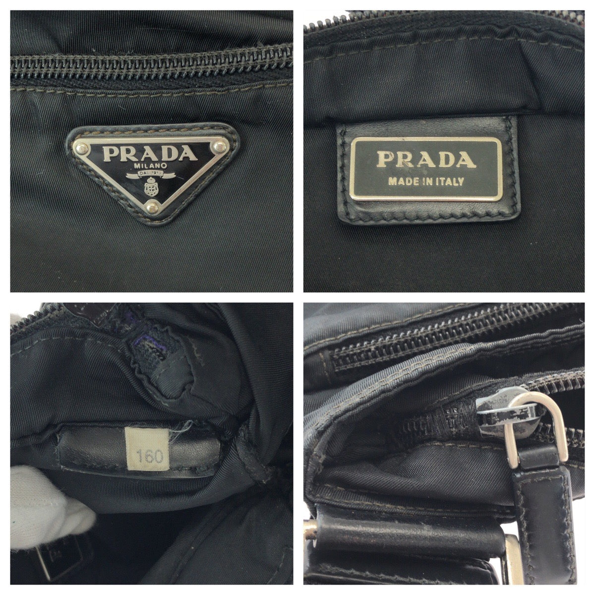 PRADA Shoulder Bag Nylon Black SilverMetal Shoulder Bag Sacoche Test Triangle With logo mens