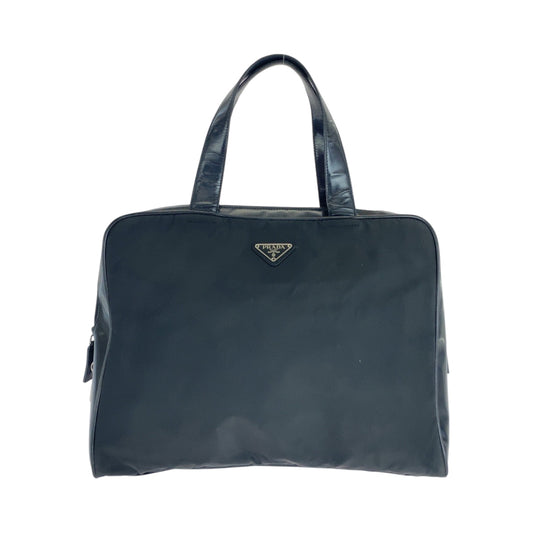 PRADA Tote Bag Nylon Black SilverMetal Tote Bag handbag Test Triangle With logo Women(Unisex)