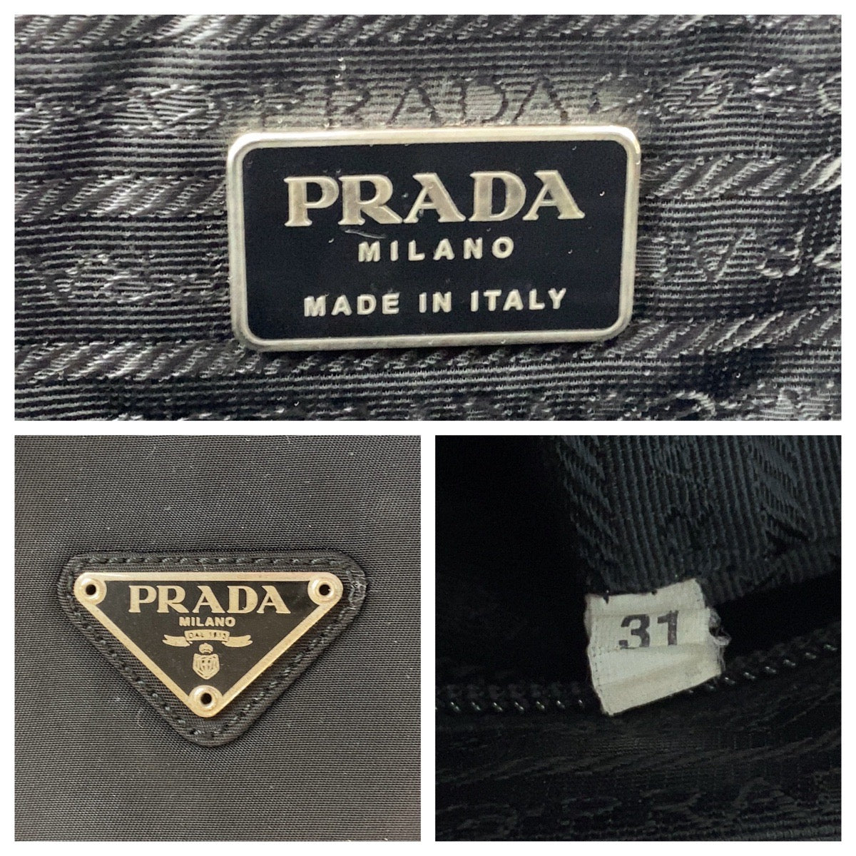PRADA Tote Bag Nylon Black SilverMetal Tote Bag handbag Test Triangle With logo Women(Unisex)
