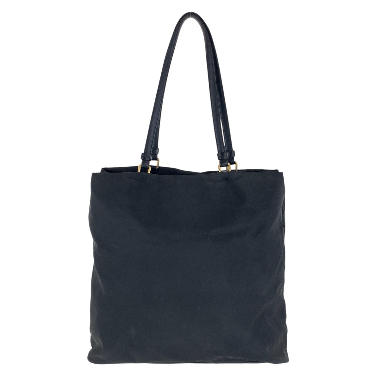 PRADA Tote Bag Nylon, Leather Black GoldMetal Tote Bag Shoulder Bag Test Triangle With logo Women
