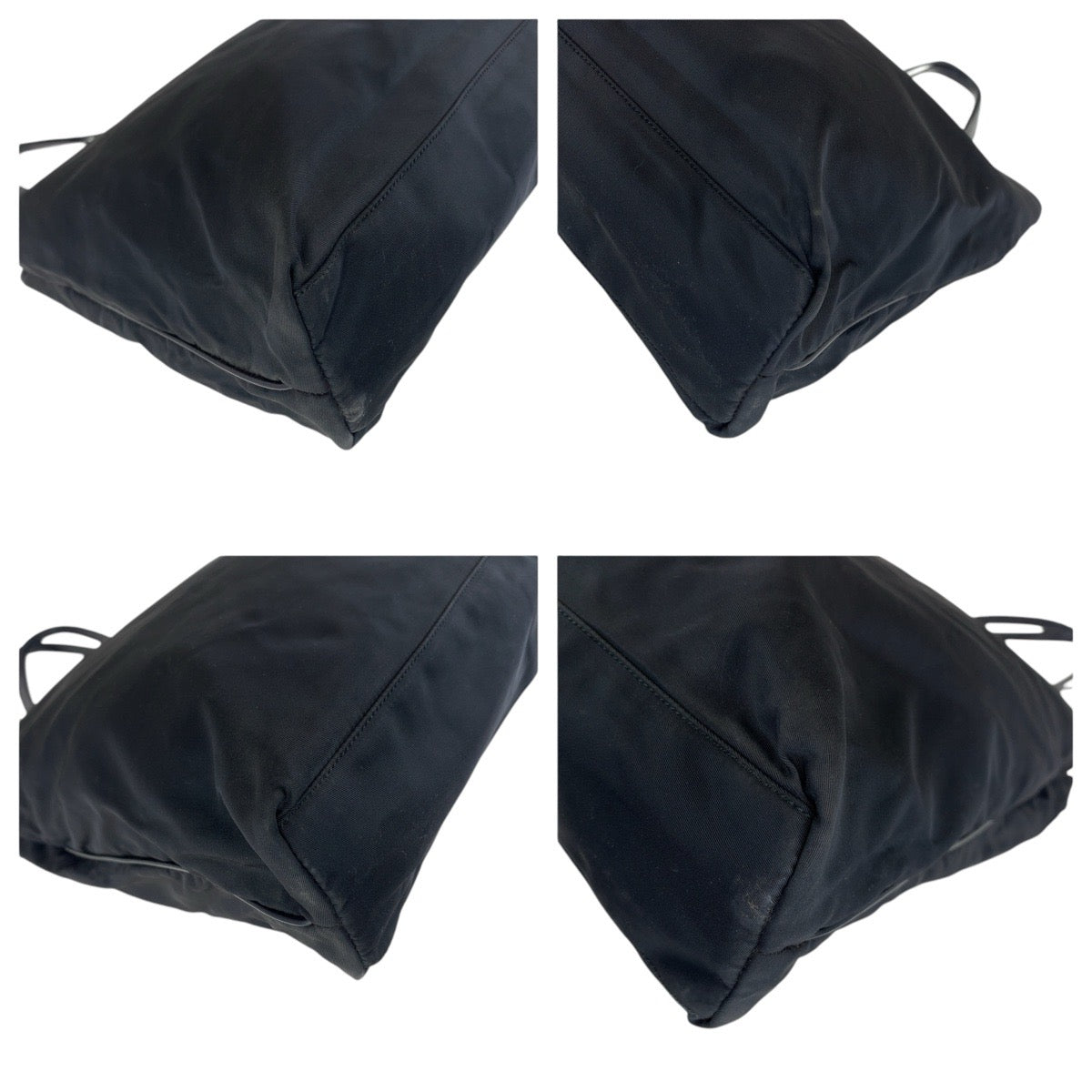 PRADA Tote Bag Nylon, Leather Black GoldMetal Tote Bag Shoulder Bag Test Triangle With logo Women