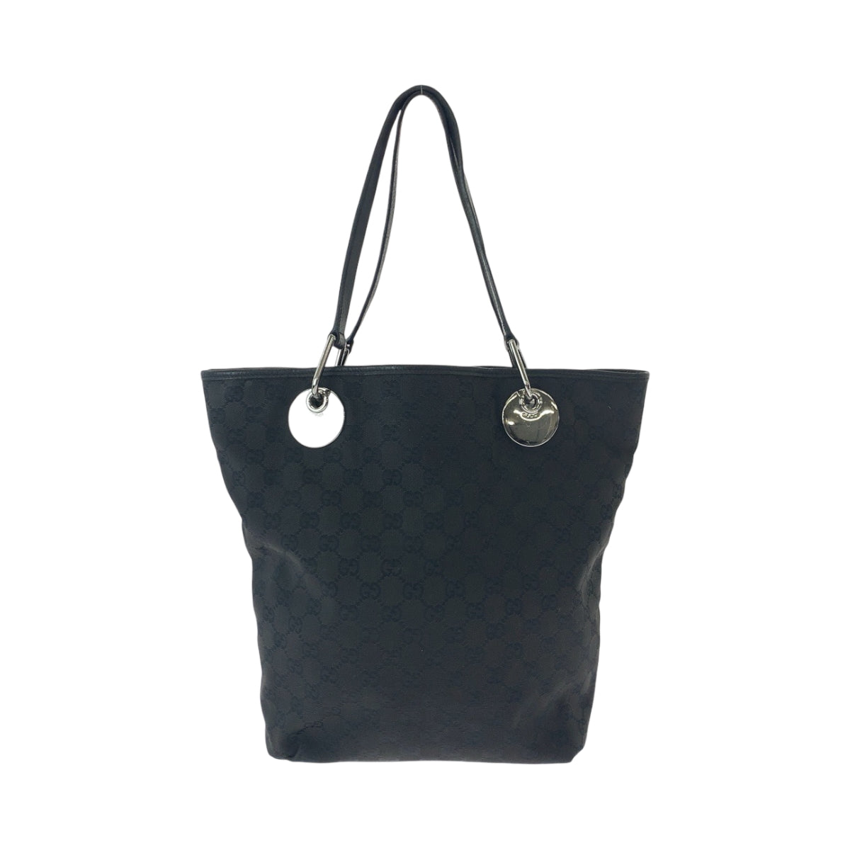 GUCCI Tote Bag 120836 GG canvas Black SilverMetal Tote Bag Shoulder Bag Women