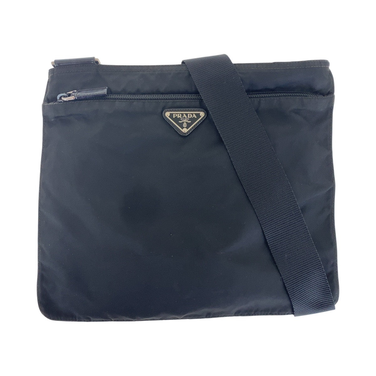 PRADA Shoulder Bag Nylon Black SilverMetal Shoulder Bag pochette Test Triangle With logo Women
