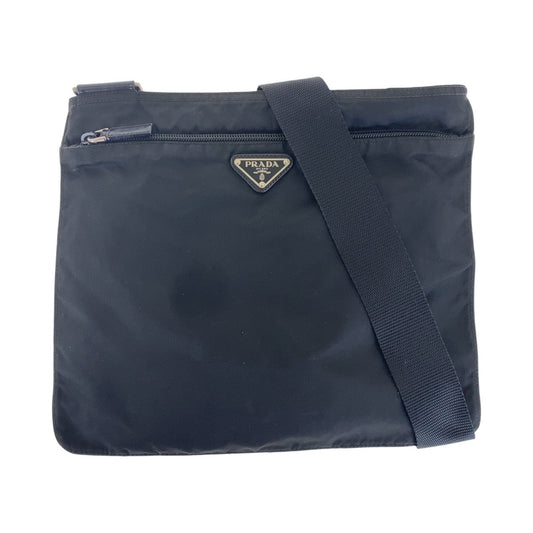 PRADA Shoulder Bag Nylon Black SilverMetal Shoulder Bag pochette Test Triangle With logo Women