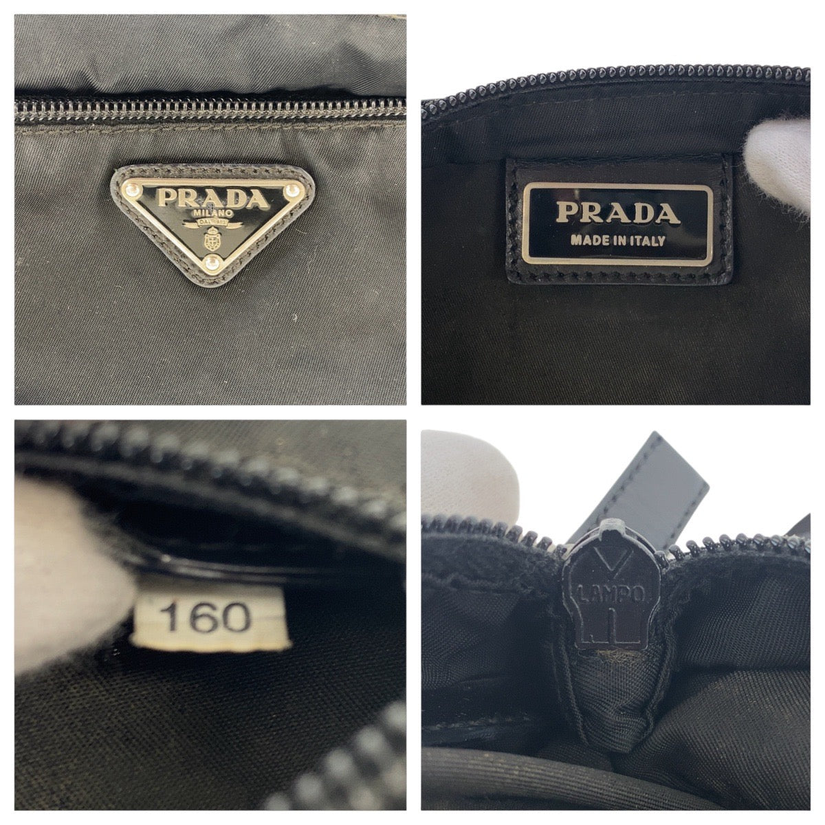 PRADA Shoulder Bag Nylon Black SilverMetal Shoulder Bag pochette Test Triangle With logo Women - Style 3