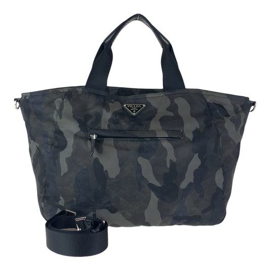 PRADA Tote Bag Nylon Khaki SilverMetal Tote Bag Shoulder Bag 2way Tessuto Camouflage Triangle With logo mens