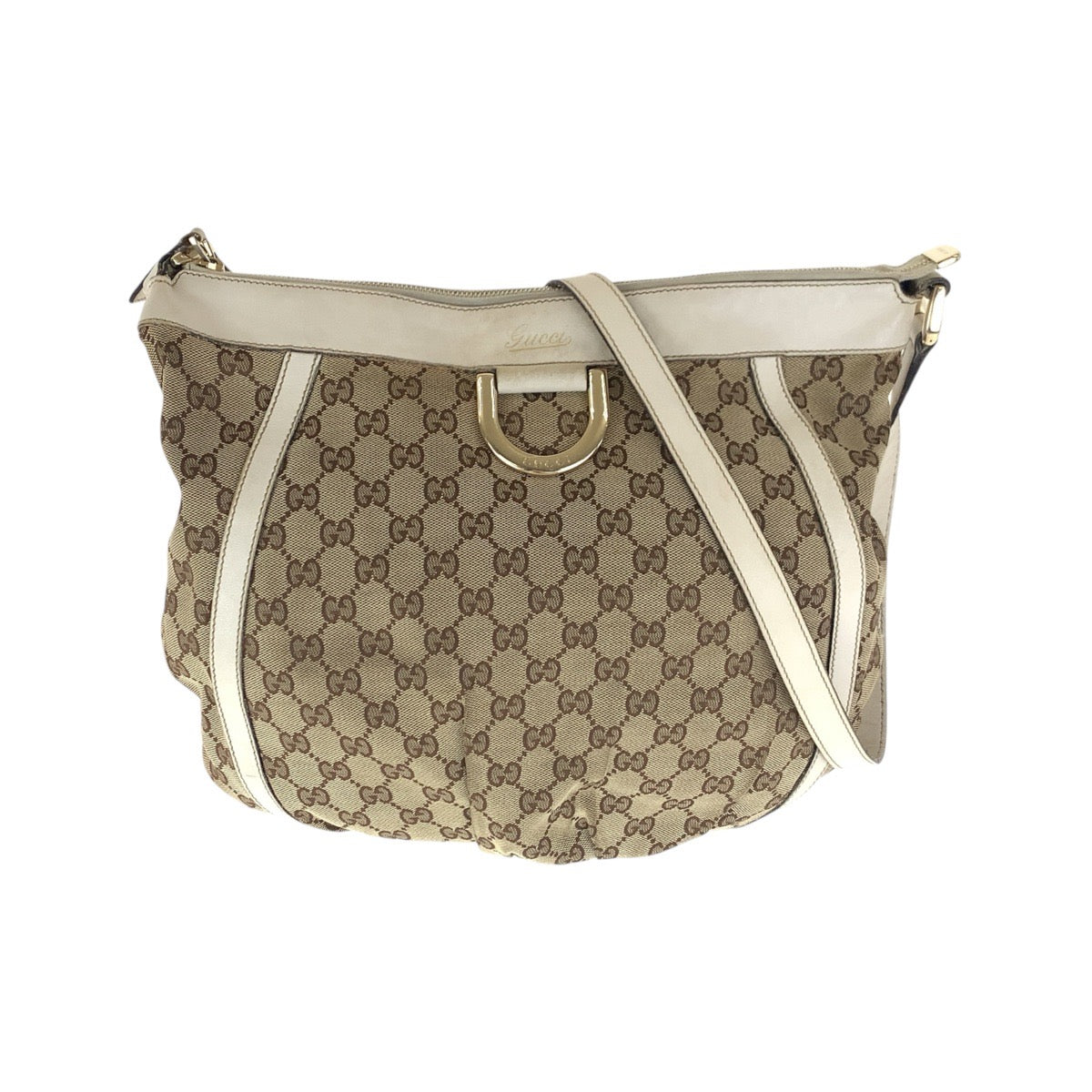 GUCCI Shoulder Bag 204940 GG canvas, leather Beige Ivory Gold Metal Shoulder Bag Abbey Women