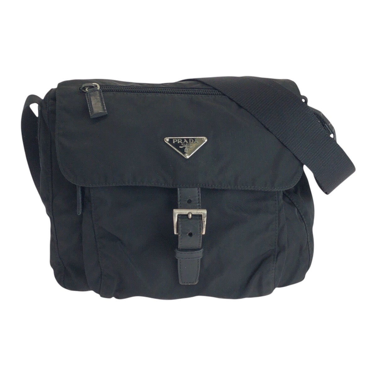 PRADA Shoulder Bag Nylon, Leather Black SilverMetal Shoulder Bag pochette Test Triangle With logo Women(Unisex)