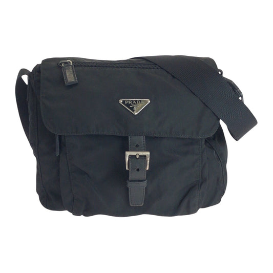 PRADA Shoulder Bag Nylon, Leather Black SilverMetal Shoulder Bag pochette Test Triangle With logo Women(Unisex)