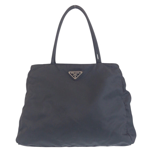 PRADA Tote Bag Nylon Black SilverMetal Tote Bag Shoulder Bag Handbag Test Triangle With logo Women