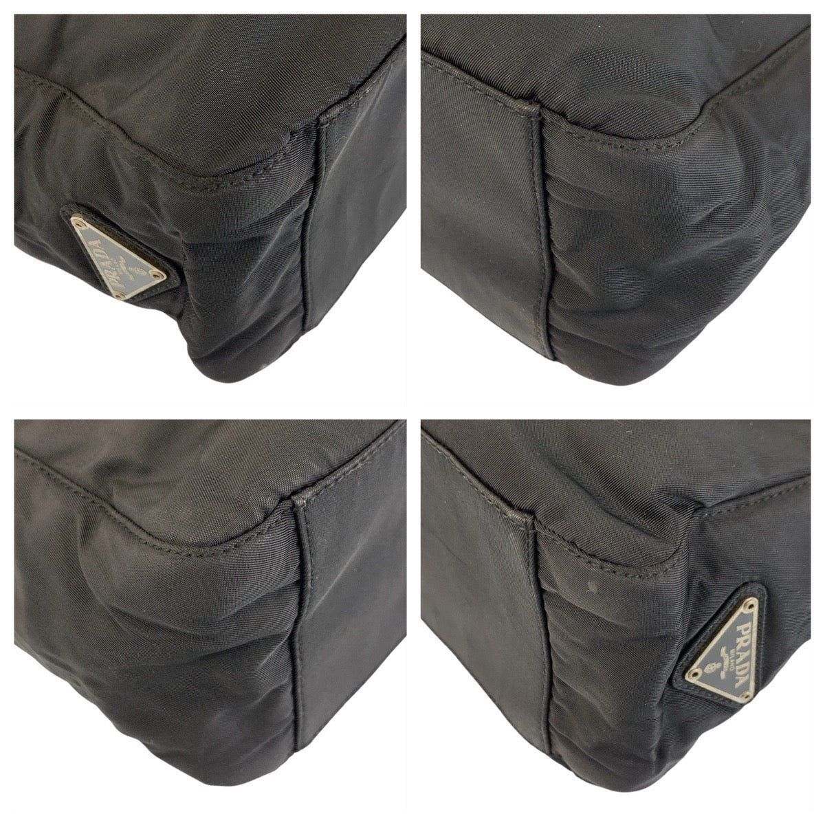 PRADA Tote Bag Nylon Black SilverMetal Tote Bag Shoulder Bag Test Triangle With logo Women - Style 12