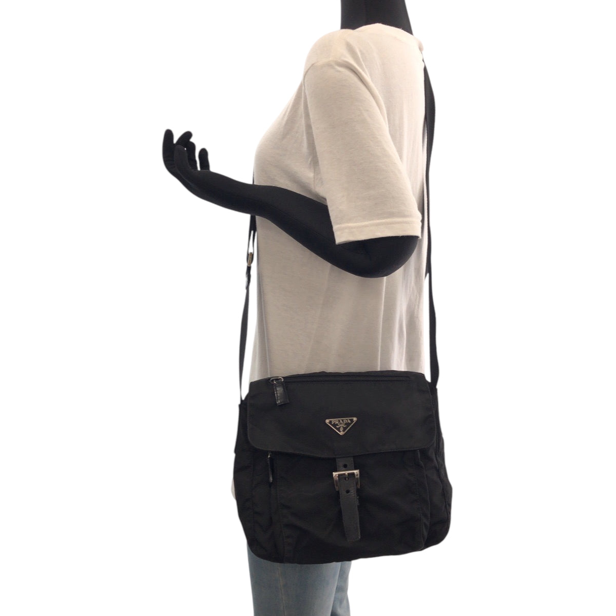 PRADA Shoulder Bag Nylon Black SilverMetal Shoulder Bag pochette Test Triangle With logo Women - Style 14