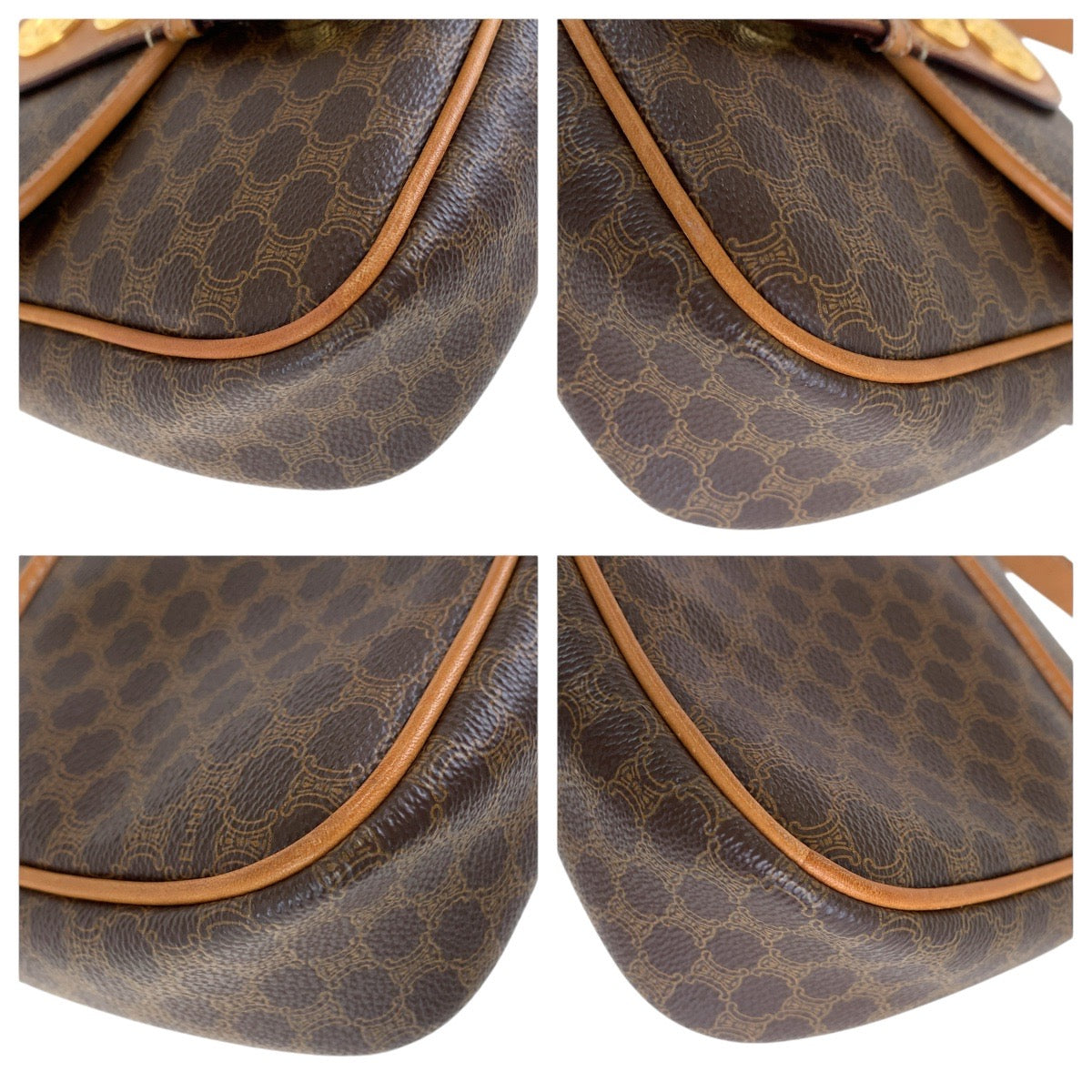 CELINE Shoulder Bag PVC, Leather Brown Gold Metal Shoulder Bag pochette Macadam Medal Women