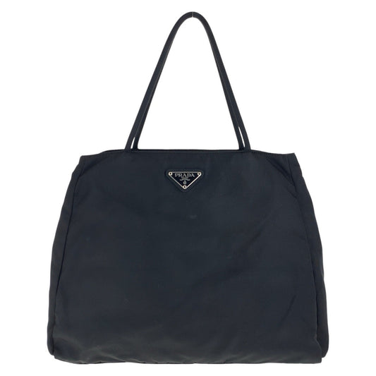 PRADA Tote Bag Nylon Black SilverMetal Tote Bag handbag Test Triangle With logo Women