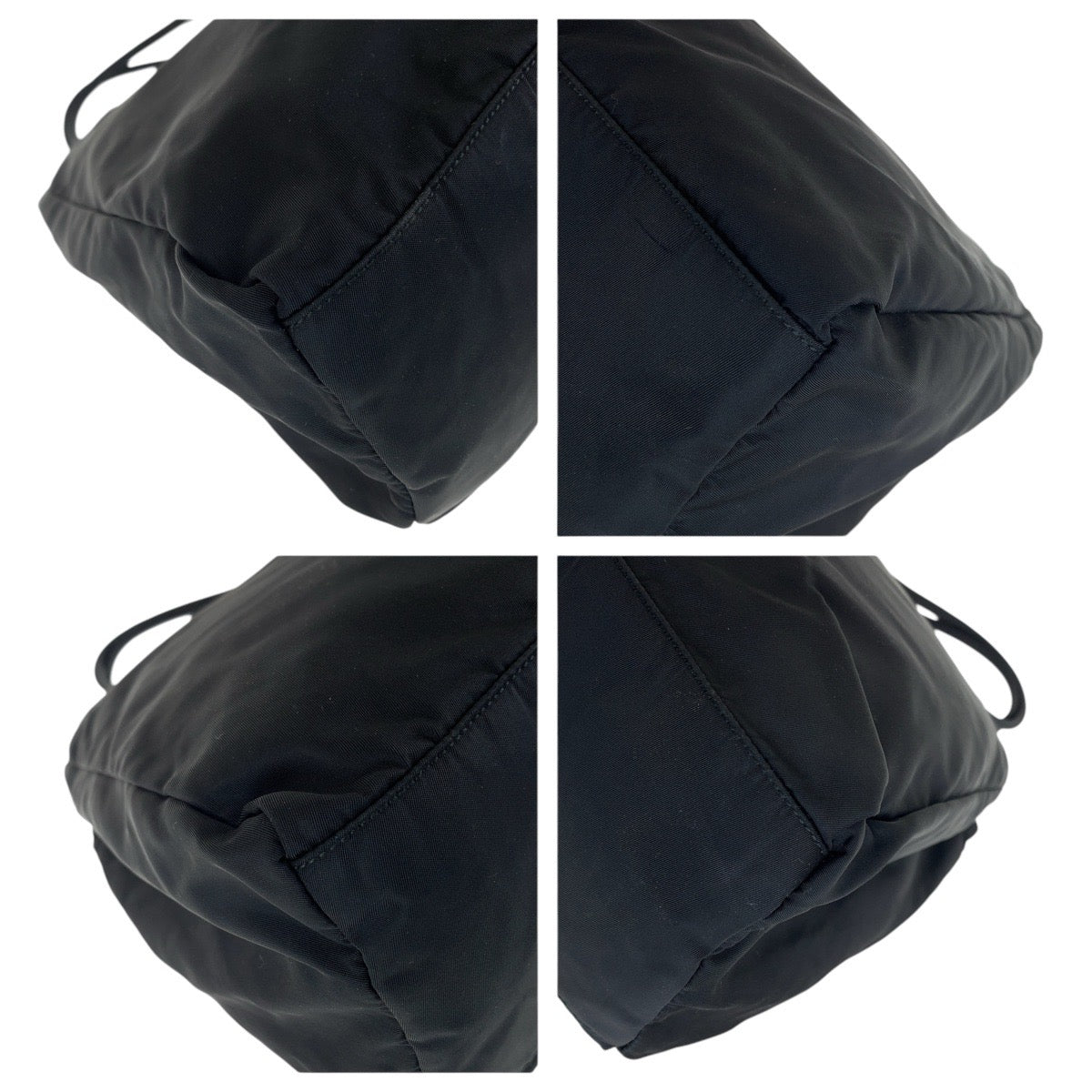 PRADA Tote Bag Nylon Black SilverMetal Tote Bag handbag Test Triangle With logo Women - Style 6