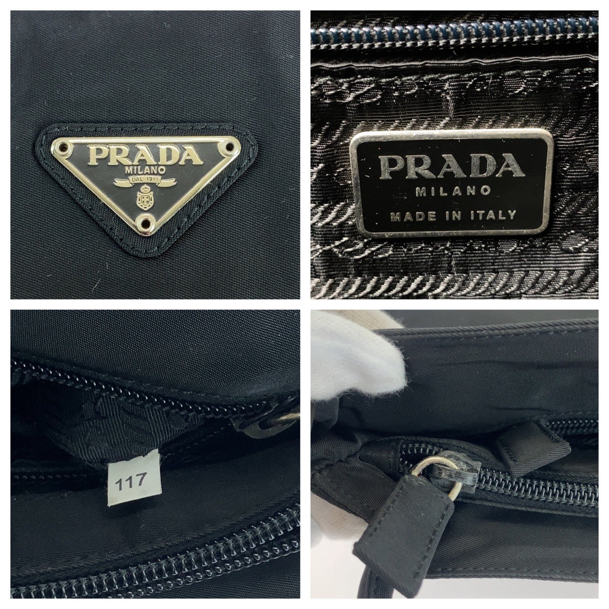 PRADA Shoulder Bag B6242 Nylon Black SilverMetal Shoulder Bag Tote Bag Test Triangle With logo Women