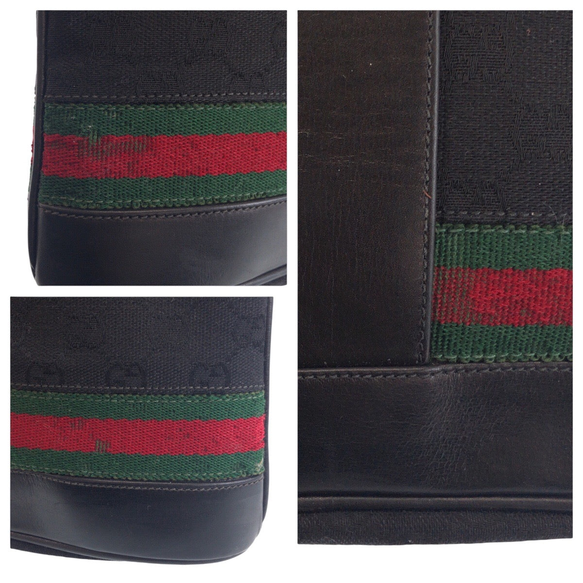 GUCCI Shoulder Bag GG canvas, leather Black GoldMetal Old Gucci Shelly Line Interlocking Women(Unisex)