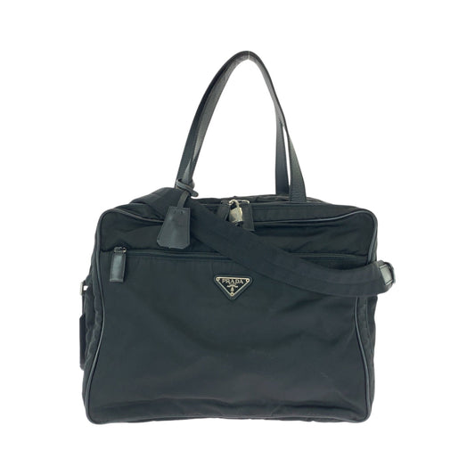 PRADA Business bag V453 Nylon Black SilverMetal Business Bag Briefcase Shoulder Bag 2way Test Triangle With logo mens