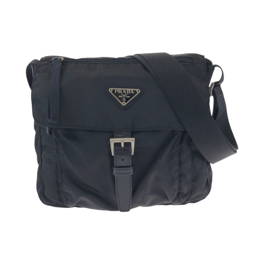 PRADA Shoulder Bag BT8994 Nylon Black SilverMetal Shoulder Bag pochette Test Triangle With logo mens(Unisex)