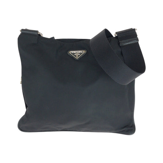 PRADA Shoulder Bag Nylon Black SilverMetal Shoulder Bag Sacoche Test Triangle With logo Women