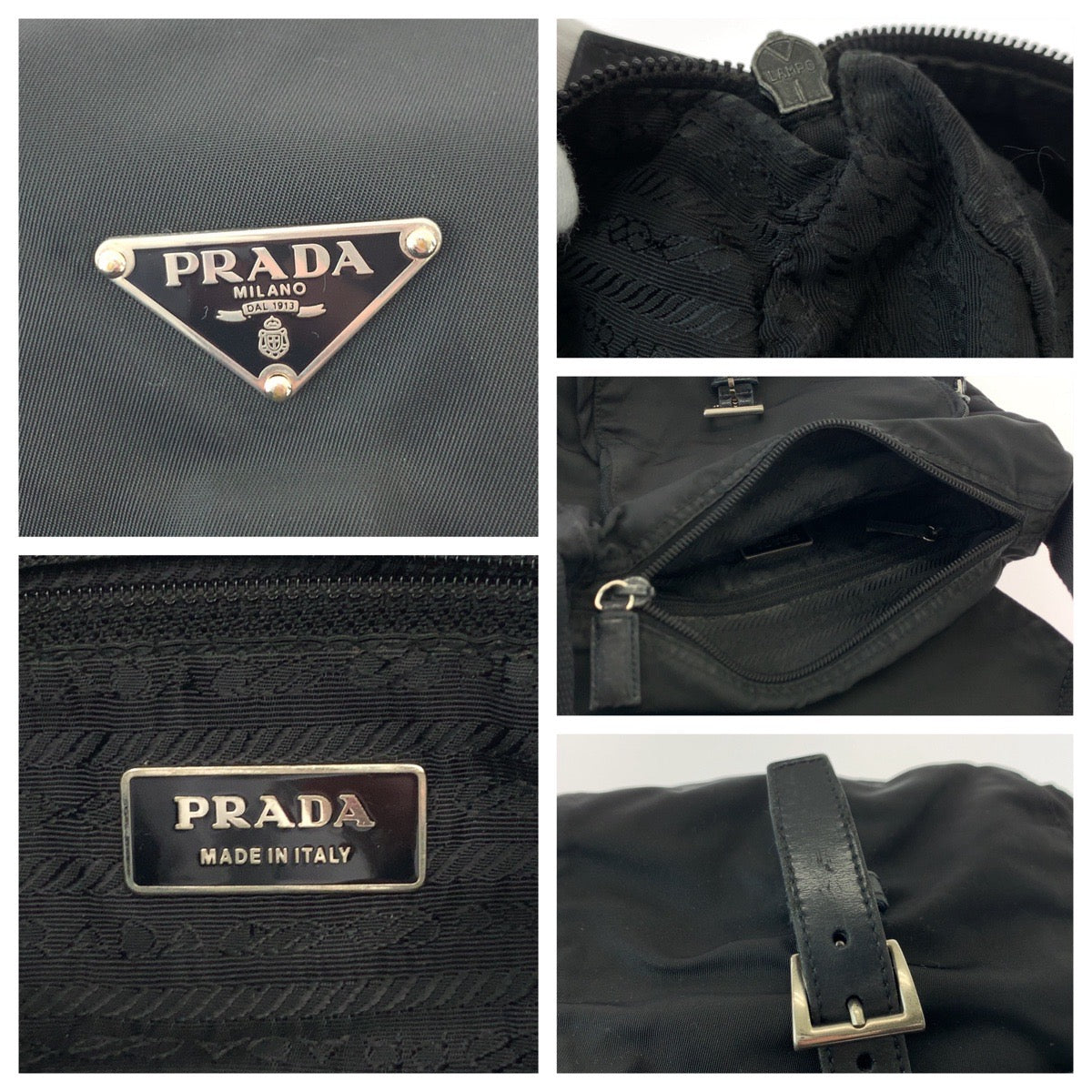 PRADA Shoulder Bag Nylon Black SilverMetal Shoulder Bag pochette Test Triangle With logo Women - Style 16