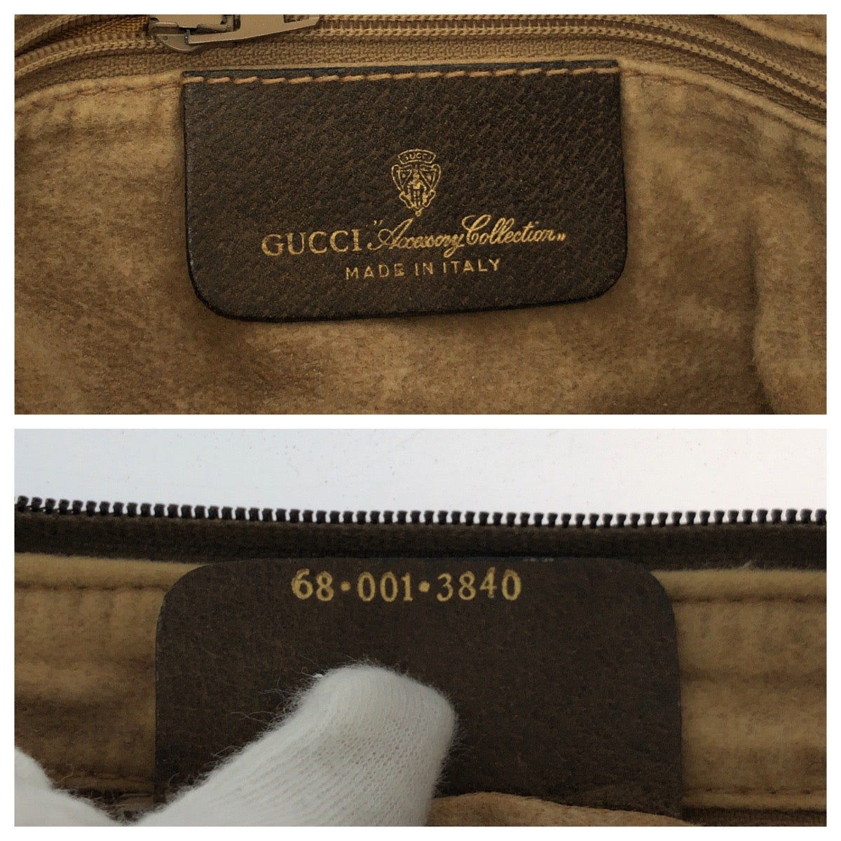 GUCCI Shoulder Bag 68 001 3840 GG Supreme Canvas Beige Brown SilverMetal Shoulder Bag pochette Old Gucci Shelly Line Women