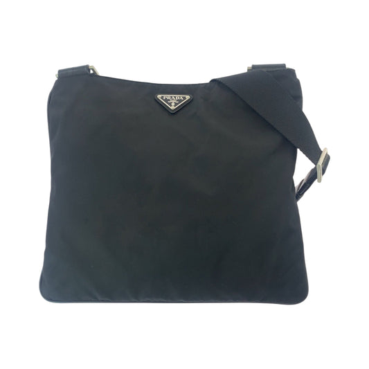 PRADA Shoulder Bag Nylon Black SilverMetal Shoulder Bag pochette Test Triangle With logo mens
