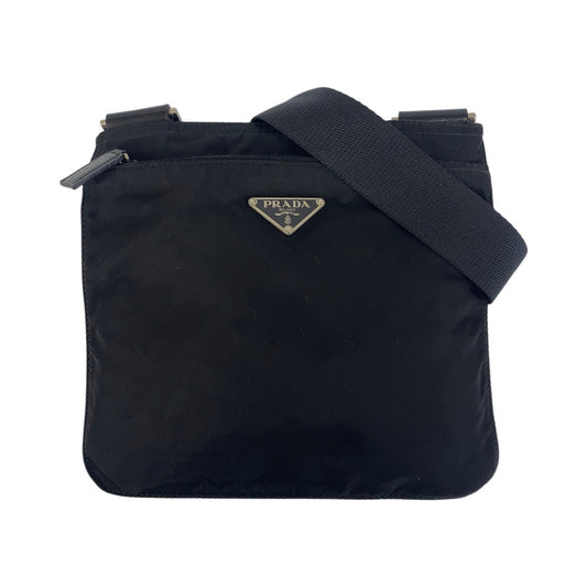PRADA Shoulder Bag Nylon Black SilverMetal Shoulder Bag pochette Test Triangle With logo Women