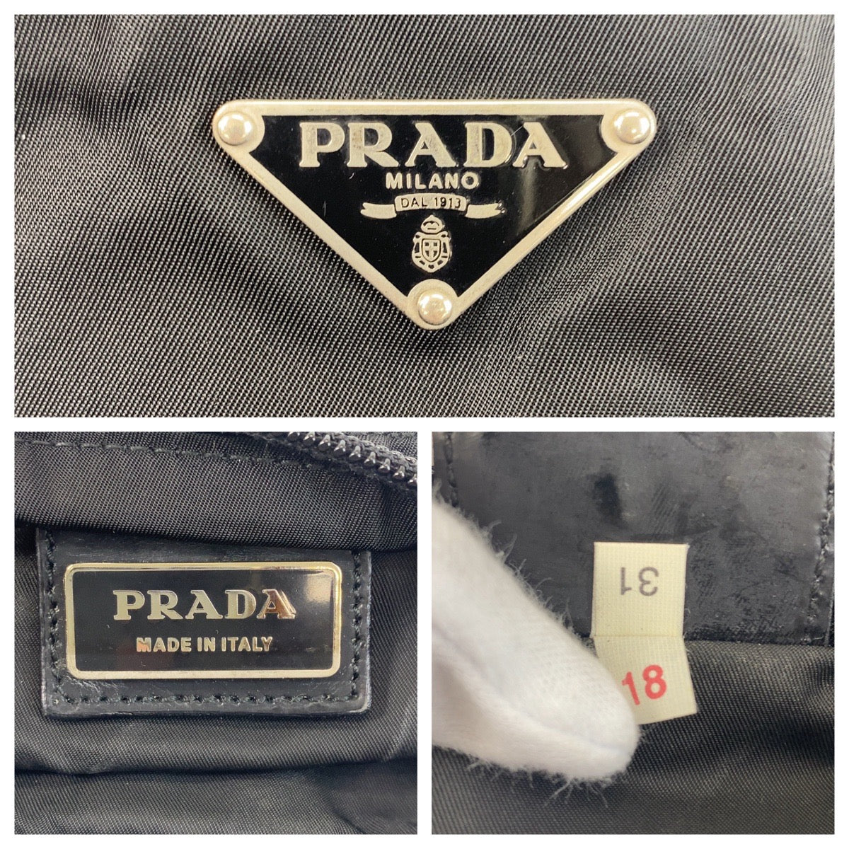 PRADA Shoulder Bag Nylon Black SilverMetal Shoulder Bag pochette Test Triangle With logo Women - Style 2