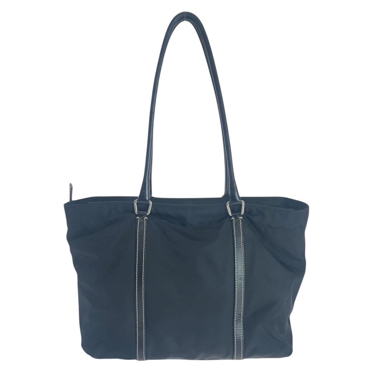 PRADA Tote Bag Nylon, Leather Black SilverMetal Tote Bag Shoulder Bag Test Triangle With logo Women - Style 2