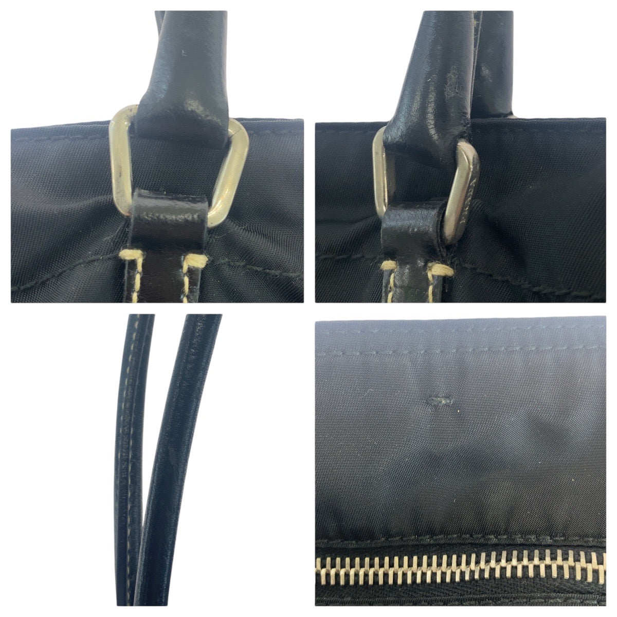 PRADA Tote Bag Nylon, Leather Black SilverMetal Tote Bag Shoulder Bag Test Triangle With logo Women - Style 2
