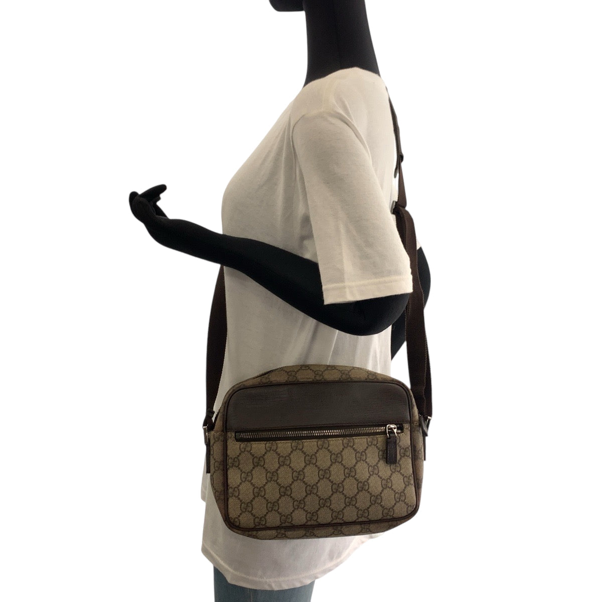 GUCCI Shoulder Bag 114291 GG Supreme Canvas Beige Brown SilverMetal Shoulder Bag pochette Women