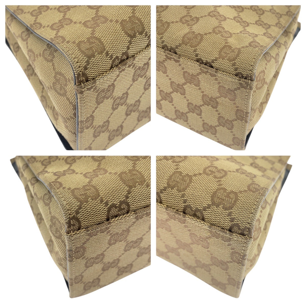 GUCCI Tote Bag 002 1016 GG canvas Beige Black SilverMetal Tote Bag handbag Bamboo Women
