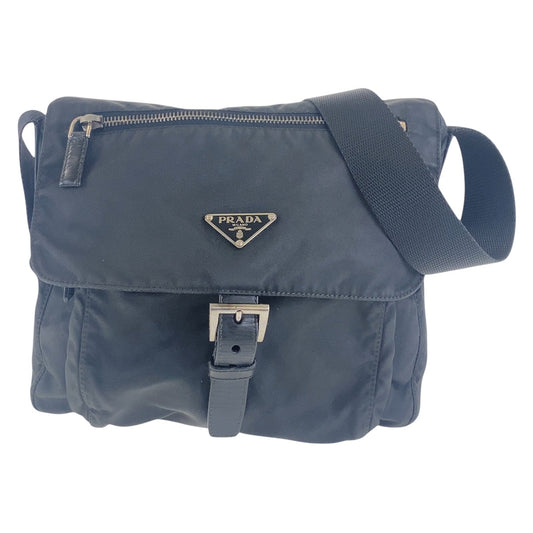 PRADA Shoulder Bag Nylon Black SilverMetal Crossbody Shoulder Bag Unisex Test Triangle With logo mens