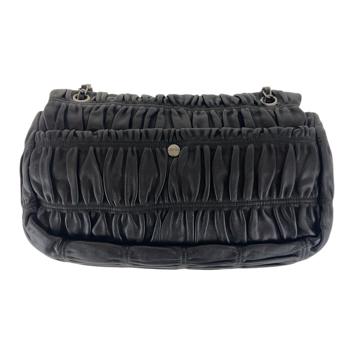 PRADA Shoulder Bag leather Black SilverMetal Crossbody Chain Shoulder Bag Gathered Women