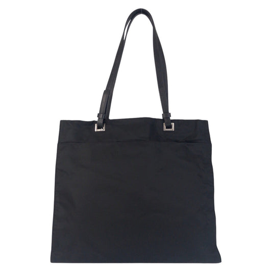 PRADA Tote Bag Nylon, Leather Black SilverMetal Tote Bag Shoulder Bag Test Triangle With logo Women(Unisex)