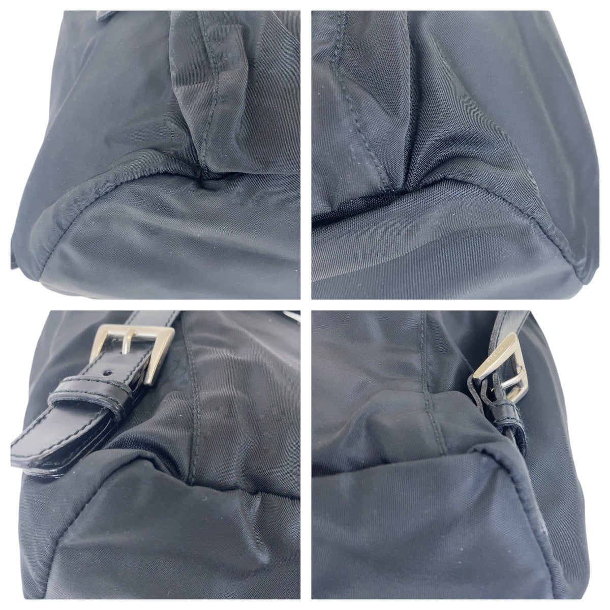 PRADA Backpack Nylon Black SilverMetal Backpack Test Triangle With logo Women - Style 3