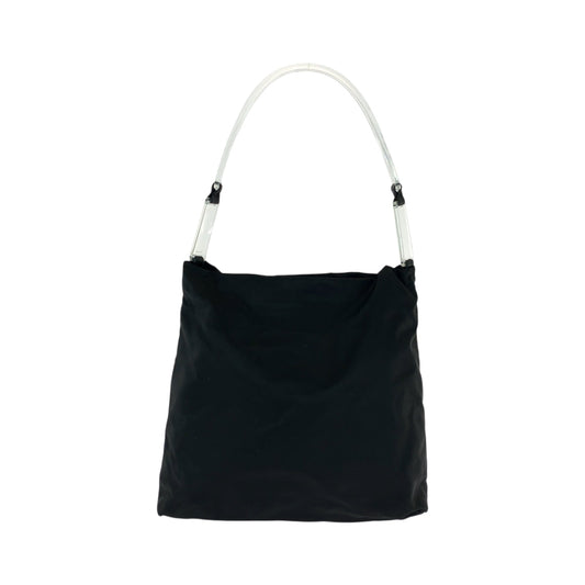 PRADA Shoulder Bag Nylon Black SilverMetal Clear One Shoulder Bag Test Triangle With logo Women