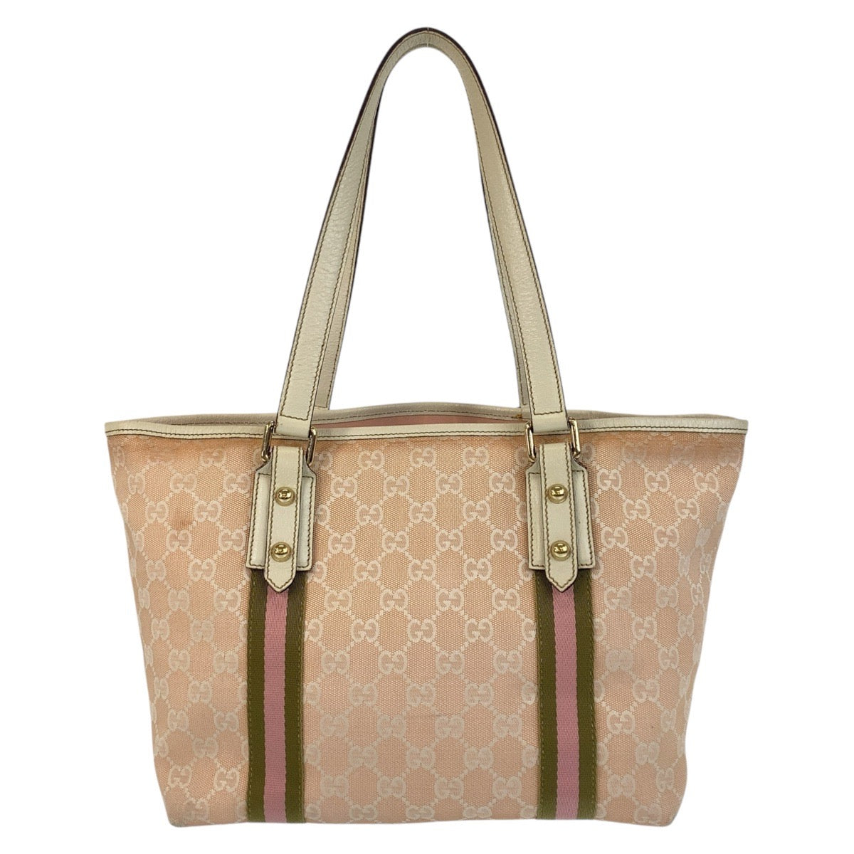 GUCCI Tote Bag 137396 GG canvas, leather Pink Ivory Gold Metal Tote Bag Shoulder Bag Sherry line Women