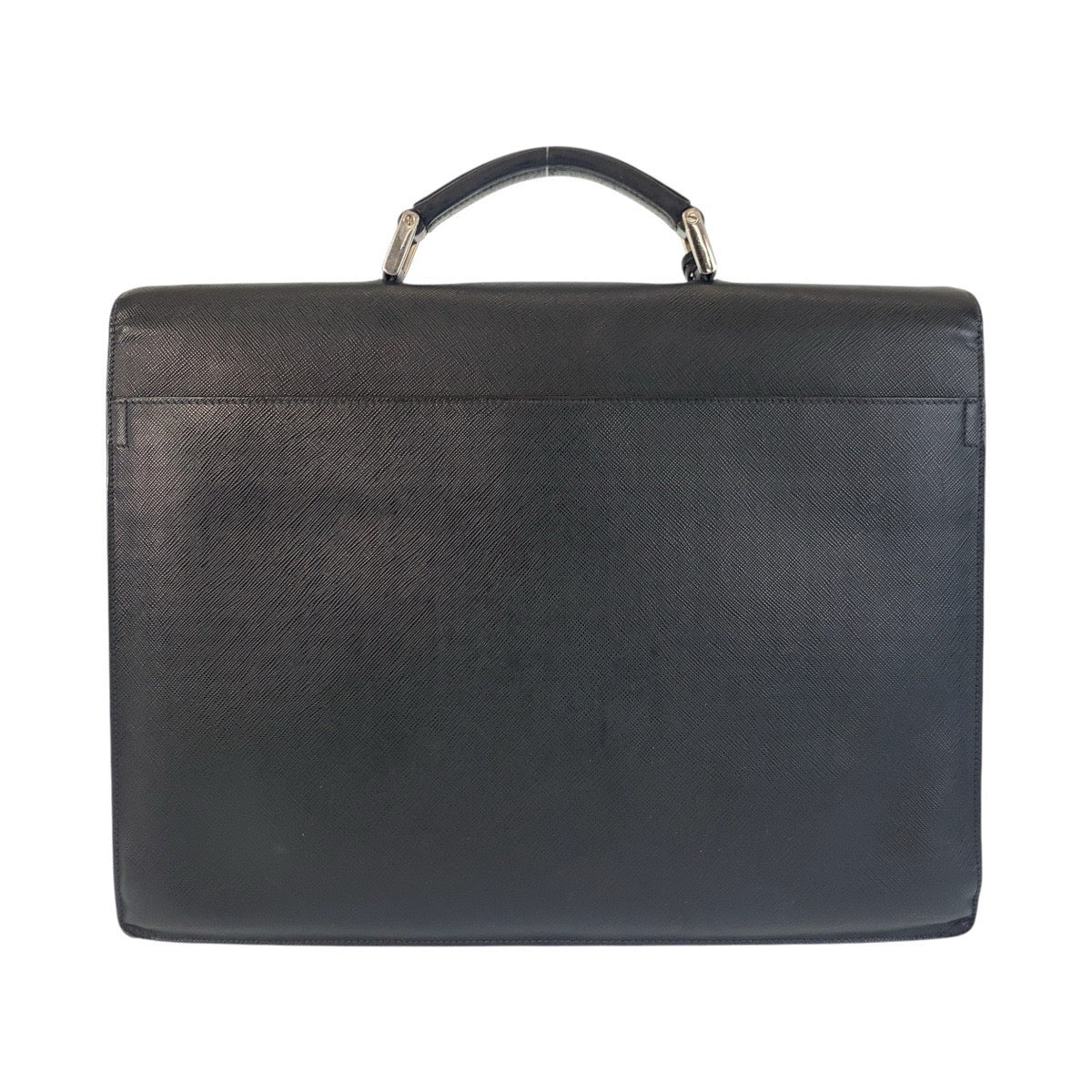 PRADA Business bag leather Black SilverMetal Business bag briefcase Safiano mens - Style 2