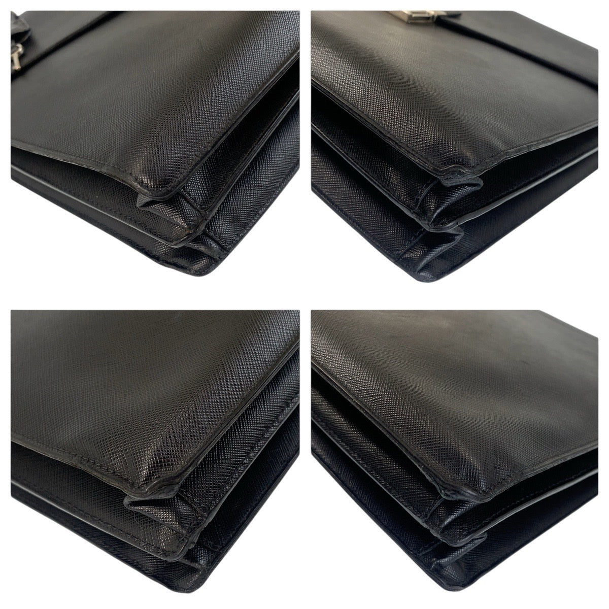 PRADA Business bag leather Black SilverMetal Business bag briefcase Safiano mens - Style 2